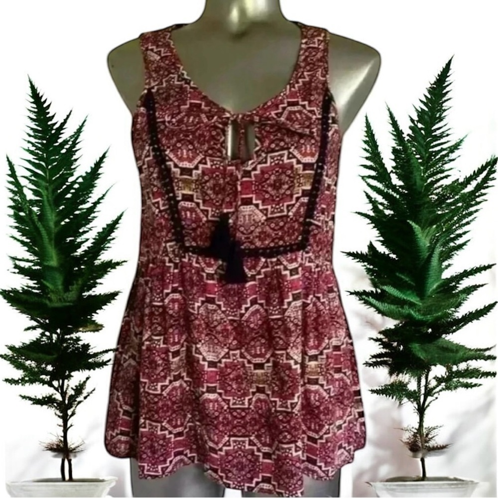 $10 Add-on | Boho Sleeveless Printed Top - Picture 2 of 15
